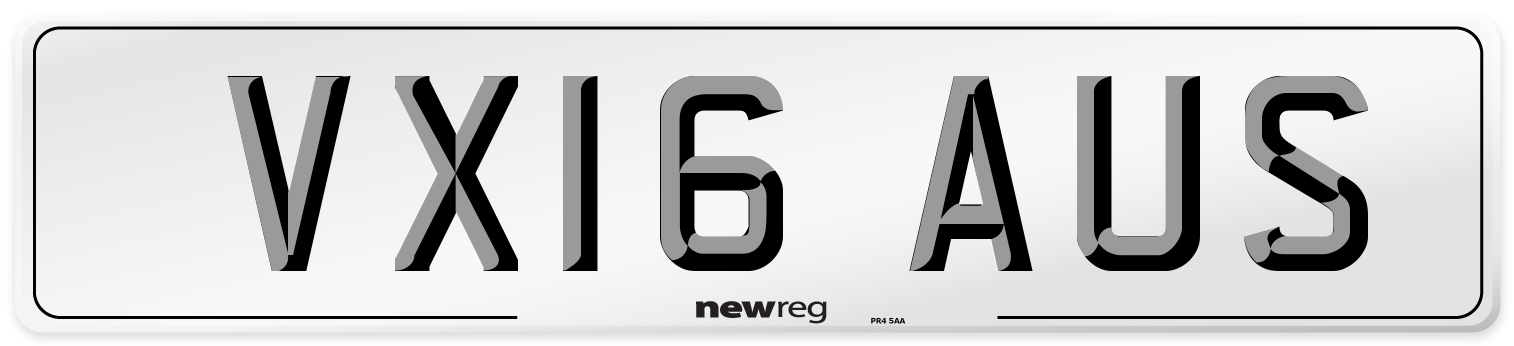 VX16 AUS Number Plate from New Reg